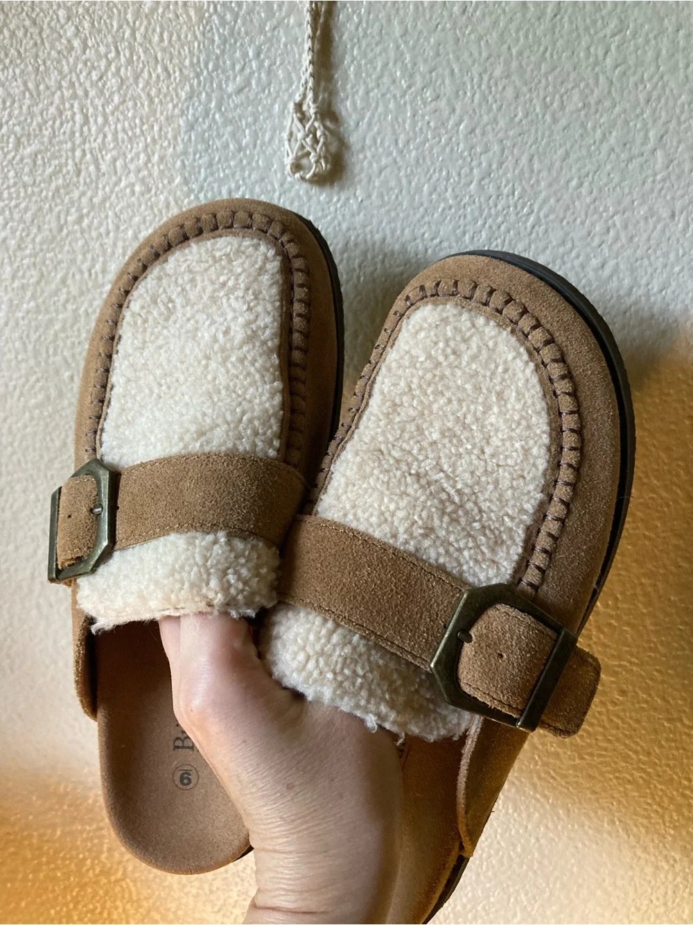 Bjorndal Womens Tan & Cream Fleece Slip-On Mules - Picture 3 of 6